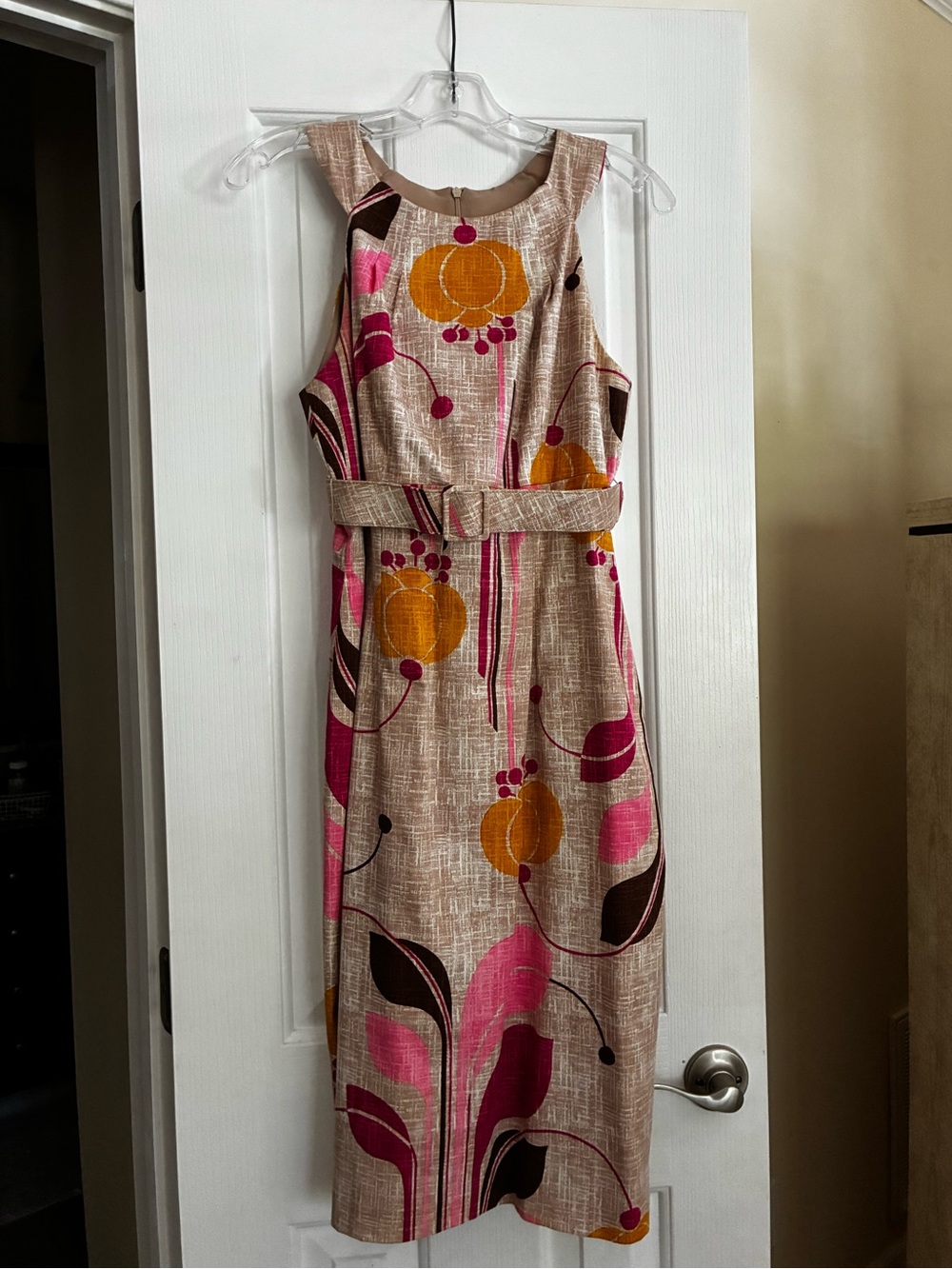 GORGEOUS DAVID MEISTER Retro-floral Graphic Sheath Dress Size 8